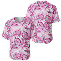 Pink Ribbon Hibiscus Tropical Pattern Baseball Jersey Breast Cancer LT01 - Polynesian Pride