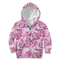 Pink Ribbon Hibiscus Tropical Pattern Kid Hoodie Breast Cancer