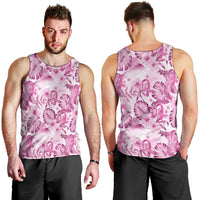 Pink Ribbon Hibiscus Tropical Pattern Men Tank Top Breast Cancer