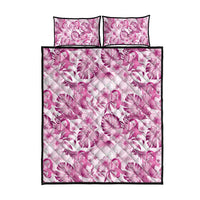 Pink Ribbon Hibiscus Tropical Pattern Quilt Bed Set Breast Cancer