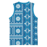 Fiji Masi All Blue Basketball Jersey Tapa Pattern LT01 - Polynesian Pride