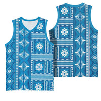 Fiji Masi All Blue Basketball Jersey Tapa Pattern LT01 - Polynesian Pride