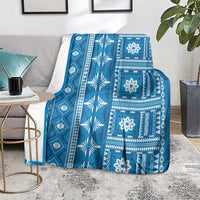 Fiji Masi All Blue Blanket Tapa Pattern - Polynesian Pride