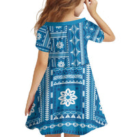 Fiji Masi All Blue Family Matching Mermaid Dress and Hawaiian Shirt Tapa Pattern - Polynesian Pride