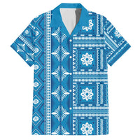 Fiji Masi All Blue Family Matching Tank Maxi Dress and Hawaiian Shirt Tapa Pattern - Polynesian Pride