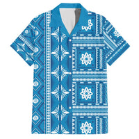 Fiji Masi All Blue Hawaiian Shirt Tapa Pattern - Polynesian Pride