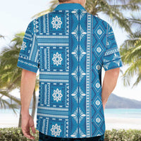 Fiji Masi All Blue Hawaiian Shirt Tapa Pattern - Polynesian Pride