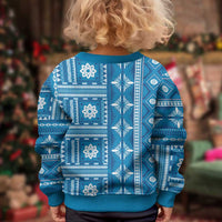 Fiji Masi All Blue Kid Ugly Christmas Sweater Tapa Pattern LT01 - Polynesian Pride