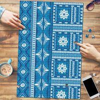 Fiji Masi All Blue Puzzle Tapa Pattern - Polynesian Pride