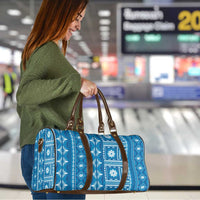 Fiji Masi All Blue Travel Bag Tapa Pattern - Polynesian Pride