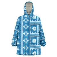 Fiji Masi All Blue Wearable Blanket Hoodie Tapa Pattern - Polynesian Pride