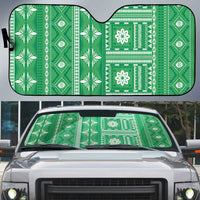 Fiji Masi All Green Auto Sun Shade Tapa Pattern - Polynesian Pride