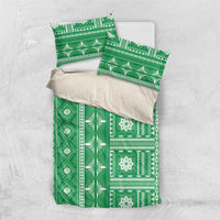 Fiji Masi All Green Bedding Set Tapa Pattern - Polynesian Pride