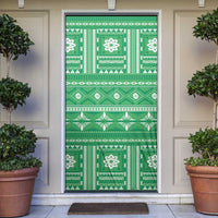 Fiji Masi All Green Door Cover Tapa Pattern - Polynesian Pride
