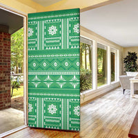 Fiji Masi All Green Door Cover Tapa Pattern - Polynesian Pride