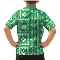 Fiji Masi All Green Family Matching Mermaid Dress and Hawaiian Shirt Tapa Pattern - Polynesian Pride