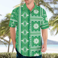 Fiji Masi All Green Hawaiian Shirt Tapa Pattern - Polynesian Pride