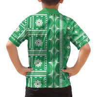 Fiji Masi All Green Kid Hawaiian Shirt Tapa Pattern - Polynesian Pride