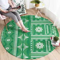 Fiji Masi All Green Round Carpet Tapa Pattern - Polynesian Pride