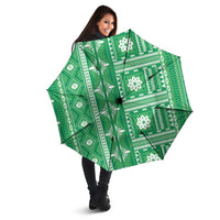 Fiji Masi All Green Umbrella Tapa Pattern - Polynesian Pride