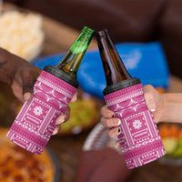 Fiji Masi All Pink 4 in 1 Can Cooler Tumbler Tapa Pattern - Polynesian Pride