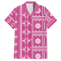 Fiji Masi All Pink Family Matching Tank Maxi Dress and Hawaiian Shirt Tapa Pattern - Polynesian Pride