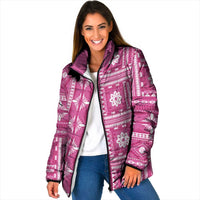 Fiji Masi All Pink Padded Jacket Tapa Pattern - Polynesian Pride