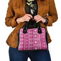 Fiji Masi All Pink Shoulder Handbag Tapa Pattern - Polynesian Pride