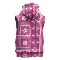 Fiji Masi All Pink Sleeveless Zip Hoodie Tapa Pattern LT01 - Polynesian Pride