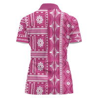 Fiji Masi All Pink Women Polo Shirt Tapa Pattern - Polynesian Pride