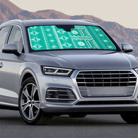 Fiji Masi All Teal Auto Sun Shade Tapa Pattern - Polynesian Pride