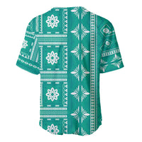 Fiji Masi All Teal Baseball Jersey Tapa Pattern - Polynesian Pride