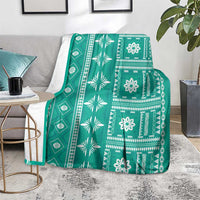 Fiji Masi All Teal Blanket Tapa Pattern - Polynesian Pride