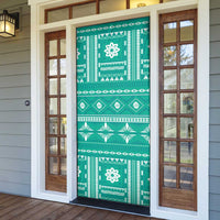 Fiji Masi All Teal Door Cover Tapa Pattern - Polynesian Pride