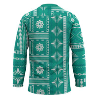 Fiji Masi All Teal Hockey Jersey Tapa Pattern LT01 - Polynesian Pride