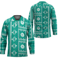 Fiji Masi All Teal Hockey Jersey Tapa Pattern LT01 - Polynesian Pride