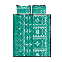 Fiji Masi All Teal Quilt Bed Set Tapa Pattern - Polynesian Pride
