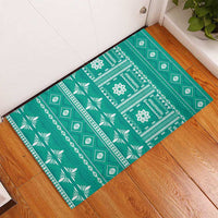 Fiji Masi All Teal Rubber Doormat Tapa Pattern LT01 - Polynesian Pride