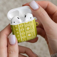 Fiji Masi All Yellow AirPods Case Tapa Pattern LT01 - Polynesian Pride