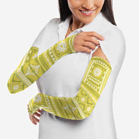 Fiji Masi All Yellow Arm Sleeves Tapa Pattern - Polynesian Pride