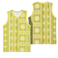 Fiji Masi All Yellow Basketball Jersey Tapa Pattern - Polynesian Pride