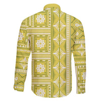 Fiji Masi All Yellow Family Matching Long Sleeve Bodycon Dress and Hawaiian Shirt Tapa Pattern - Polynesian Pride