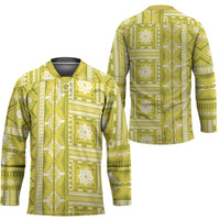 Fiji Masi All Yellow Hockey Jersey Tapa Pattern LT01 - Polynesian Pride