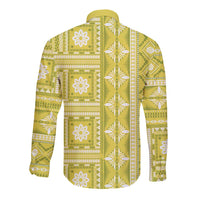 Fiji Masi All Yellow Long Sleeve Button Shirt Tapa Pattern LT01 - Polynesian Pride