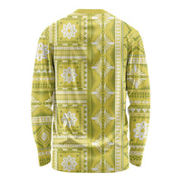 Fiji Masi All Yellow Long Sleeve Shirt Tapa Pattern - Polynesian Pride