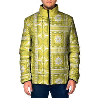 Fiji Masi All Yellow Padded Jacket Tapa Pattern - Polynesian Pride