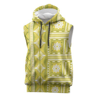 Fiji Masi All Yellow Sleeveless Hoodie Tapa Pattern - Polynesian Pride