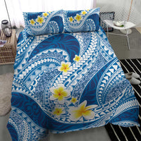 Plumeria Polynesian Blue Glitter Pattern Bedding Set