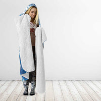 Plumeria Polynesian Blue Glitter Pattern Hooded Blanket