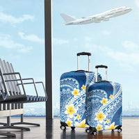 Plumeria Polynesian Blue Glitter Pattern Luggage Cover